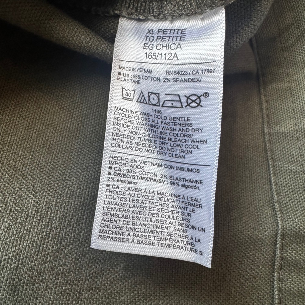 Old Navy Canvas Barn Jacket XL Petite Relaxed Olive Green Corduroy Collar NEW - Picture 5 of 9